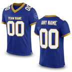Custom Royal White-Old Gold Mesh Authentic Football Jersey