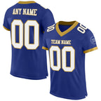 Custom Royal White-Old Gold Mesh Authentic Football Jersey photo 1