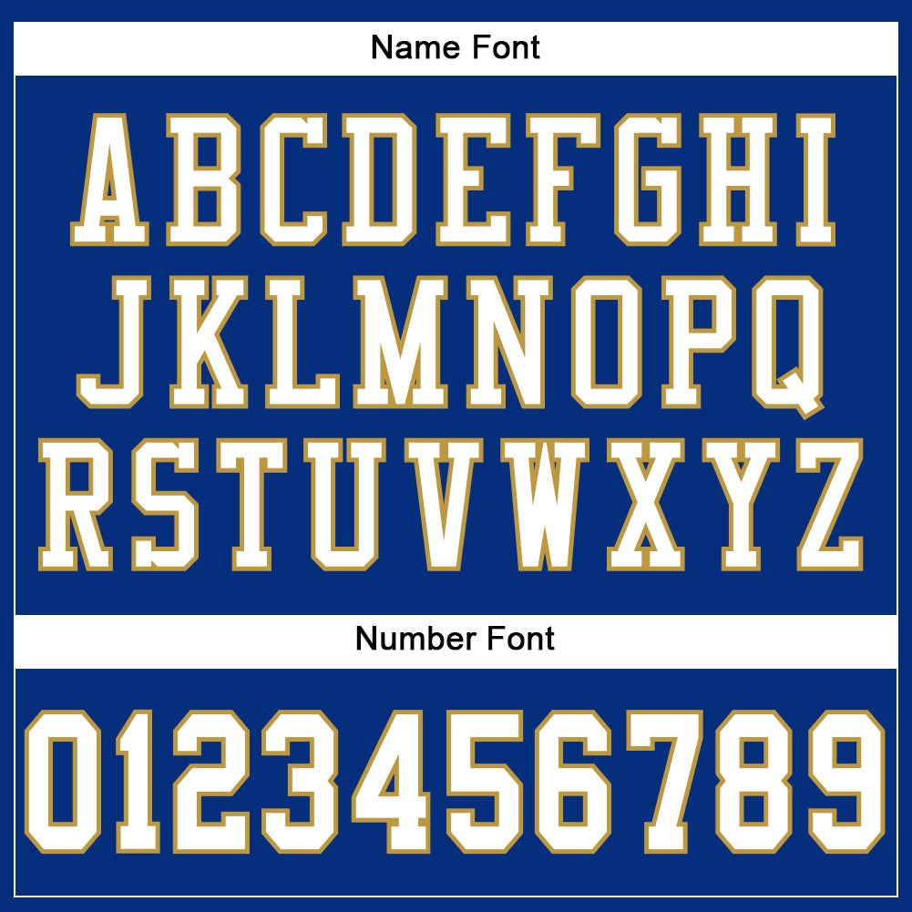 Custom Royal White-Old Gold Mesh Authentic Football Jersey photo 3