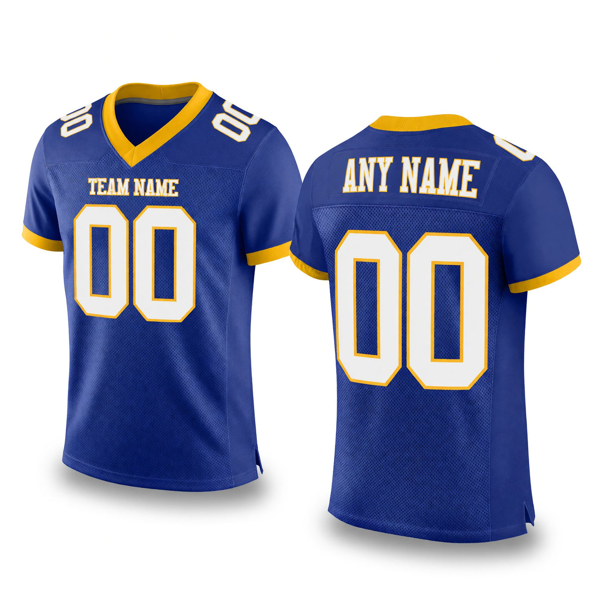 Custom Royal White-Gold Mesh Authentic Football Jersey