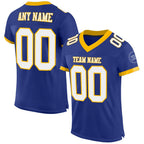 Custom Royal White-Gold Mesh Authentic Football Jersey photo 1