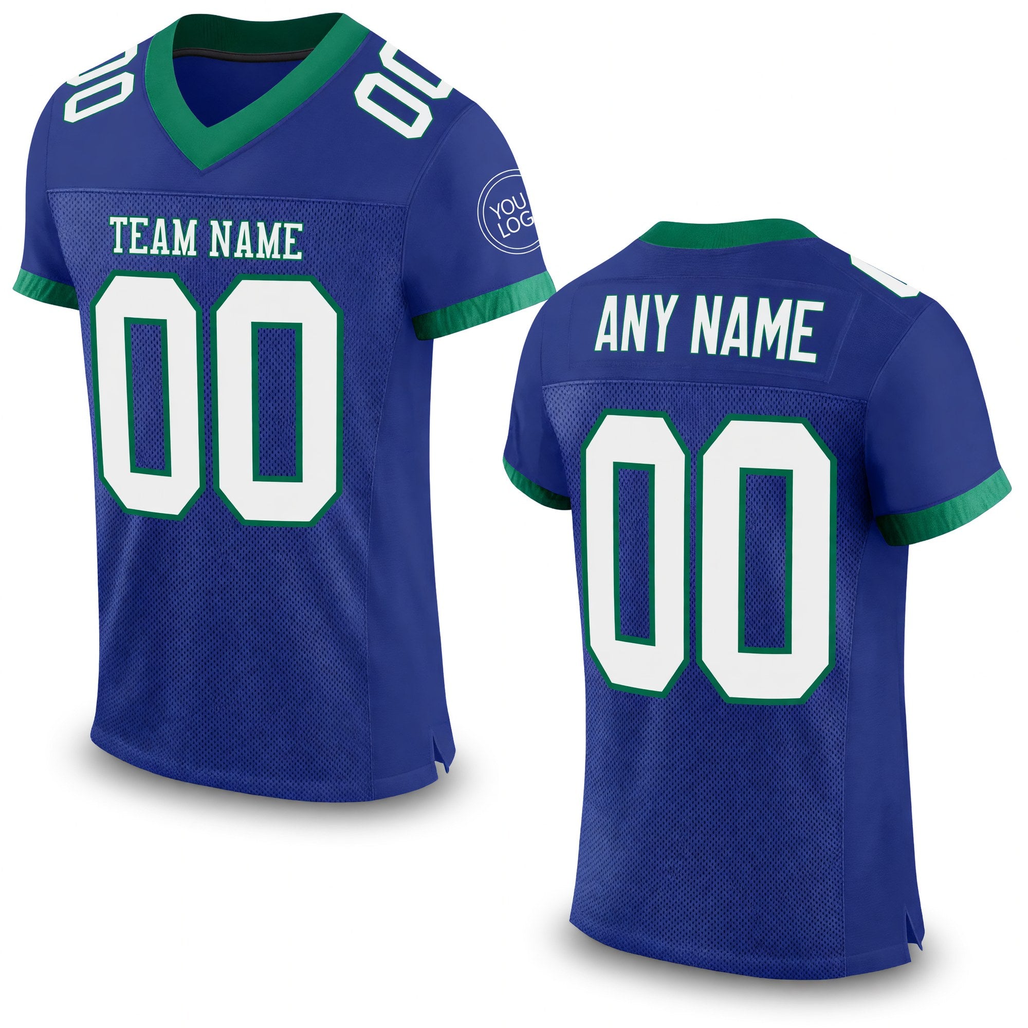 Custom Royal White-Kelly Green Mesh Authentic Football Jersey