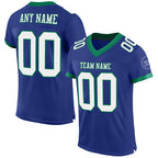 Custom Royal White-Kelly Green Mesh Authentic Football Jersey photo 1
