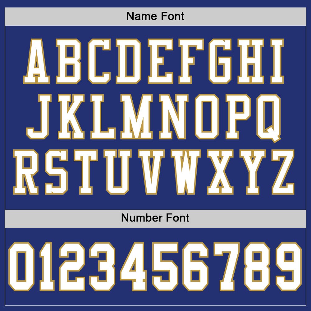 Custom Royal White-Old Gold Mesh Authentic Football Jersey photo 3