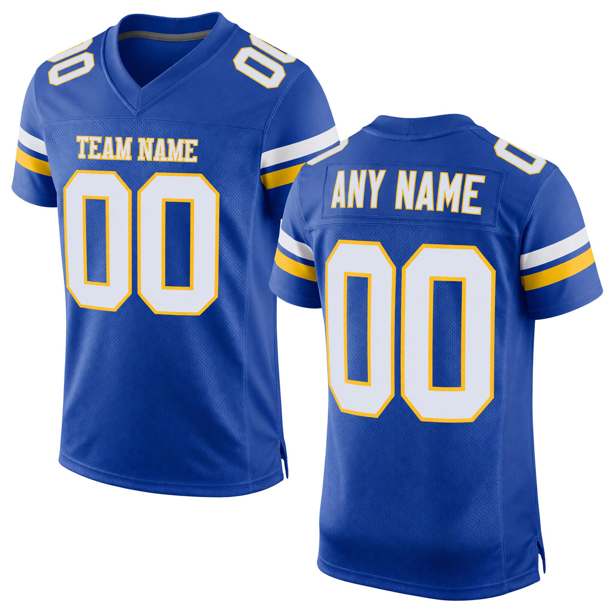 Custom Royal White-Yellow Mesh Authentic Football Jersey