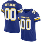 Custom Royal White-Yellow Mesh Authentic Football Jersey photo 1