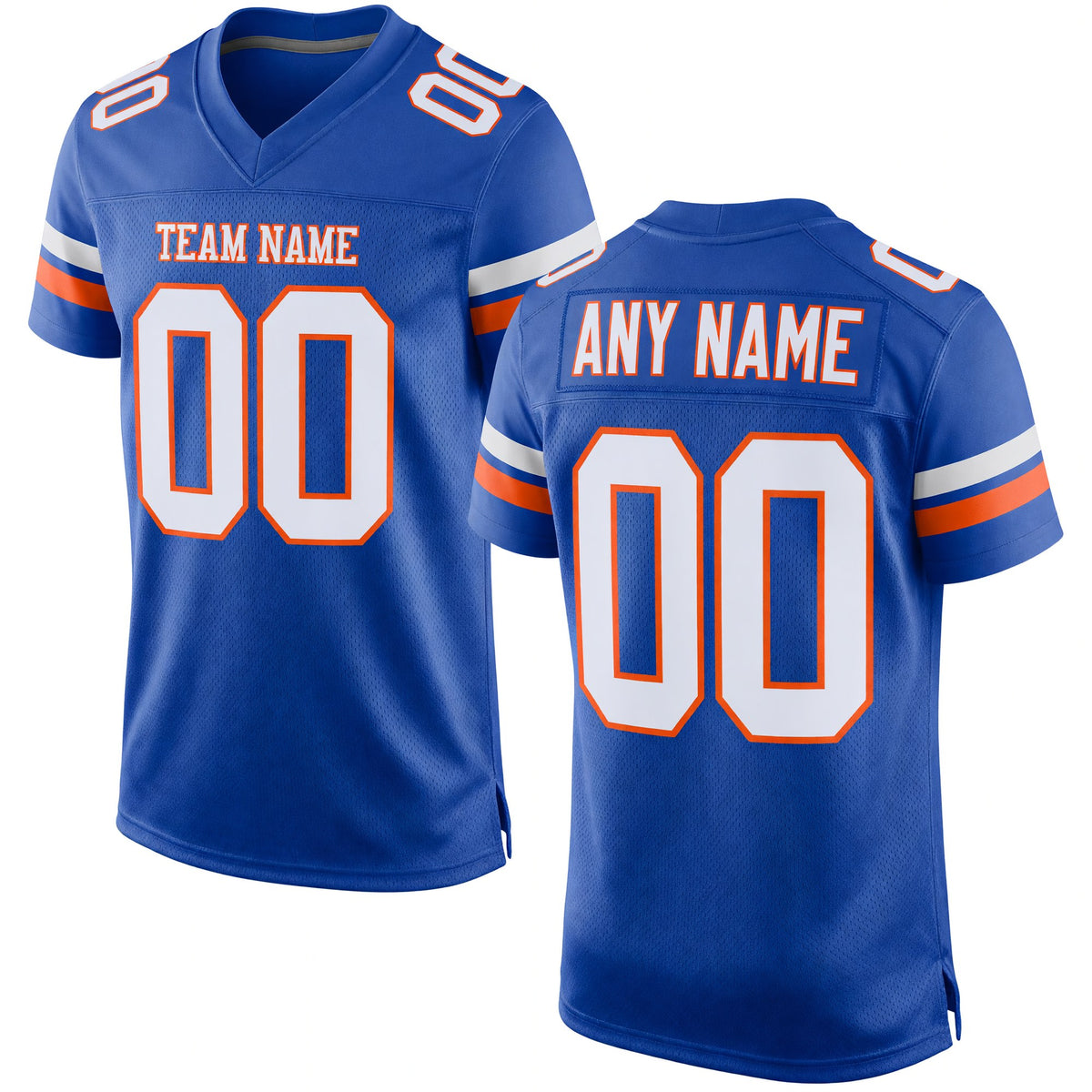 Custom Royal White-Orange Mesh Authentic Football Jersey