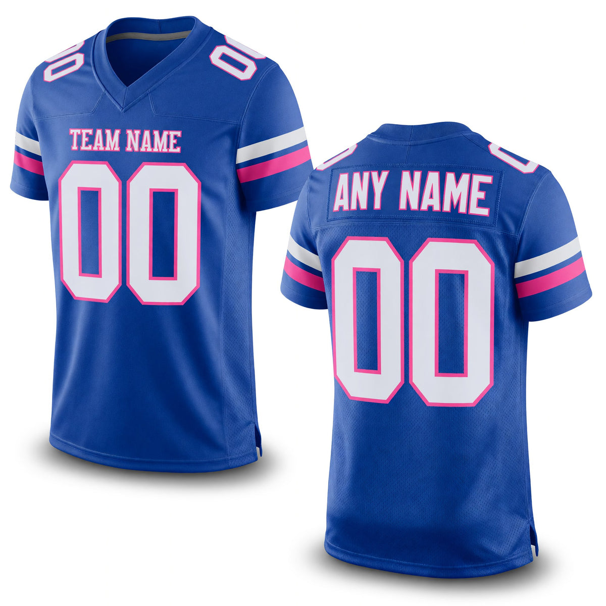 Custom Royal White-Pink Mesh Authentic Football Jersey