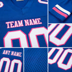 Custom Royal White-Pink Mesh Authentic Football Jersey detail