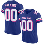 Custom Royal White-Pink Mesh Authentic Football Jersey photo 1