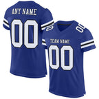 Custom Royal White-Black Mesh Authentic Football Jersey photo 1