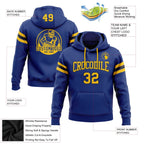Custom Stitched Royal Yellow-Black Football Pullover Sweatshirt Hoodie photo 2