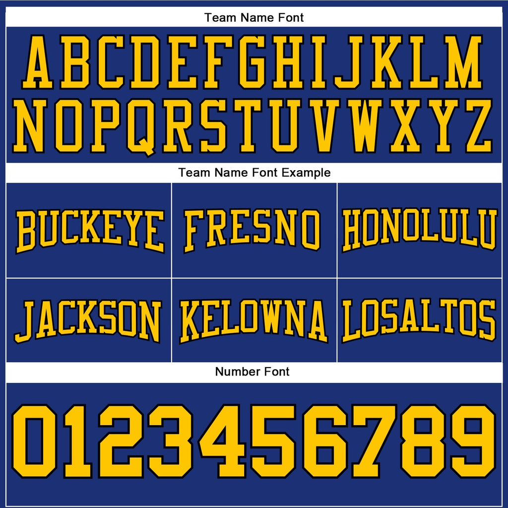 Custom Stitched Royal Yellow-Black Football Pullover Sweatshirt Hoodie photo 3