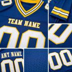 Custom Royal White-Yellow Authentic Football Jersey detail
