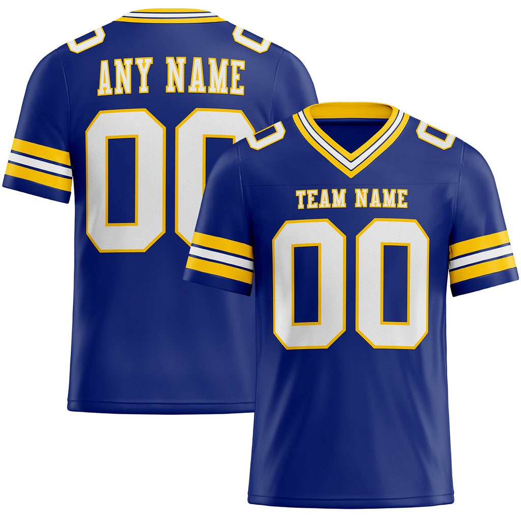 Custom Royal White-Yellow Authentic Football Jersey photo 1