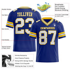 Custom Royal White-Yellow Authentic Football Jersey photo 2