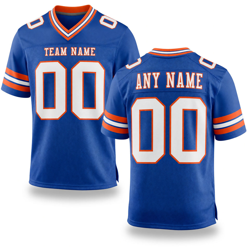 Custom Royal White-Orange Authentic Football Jersey