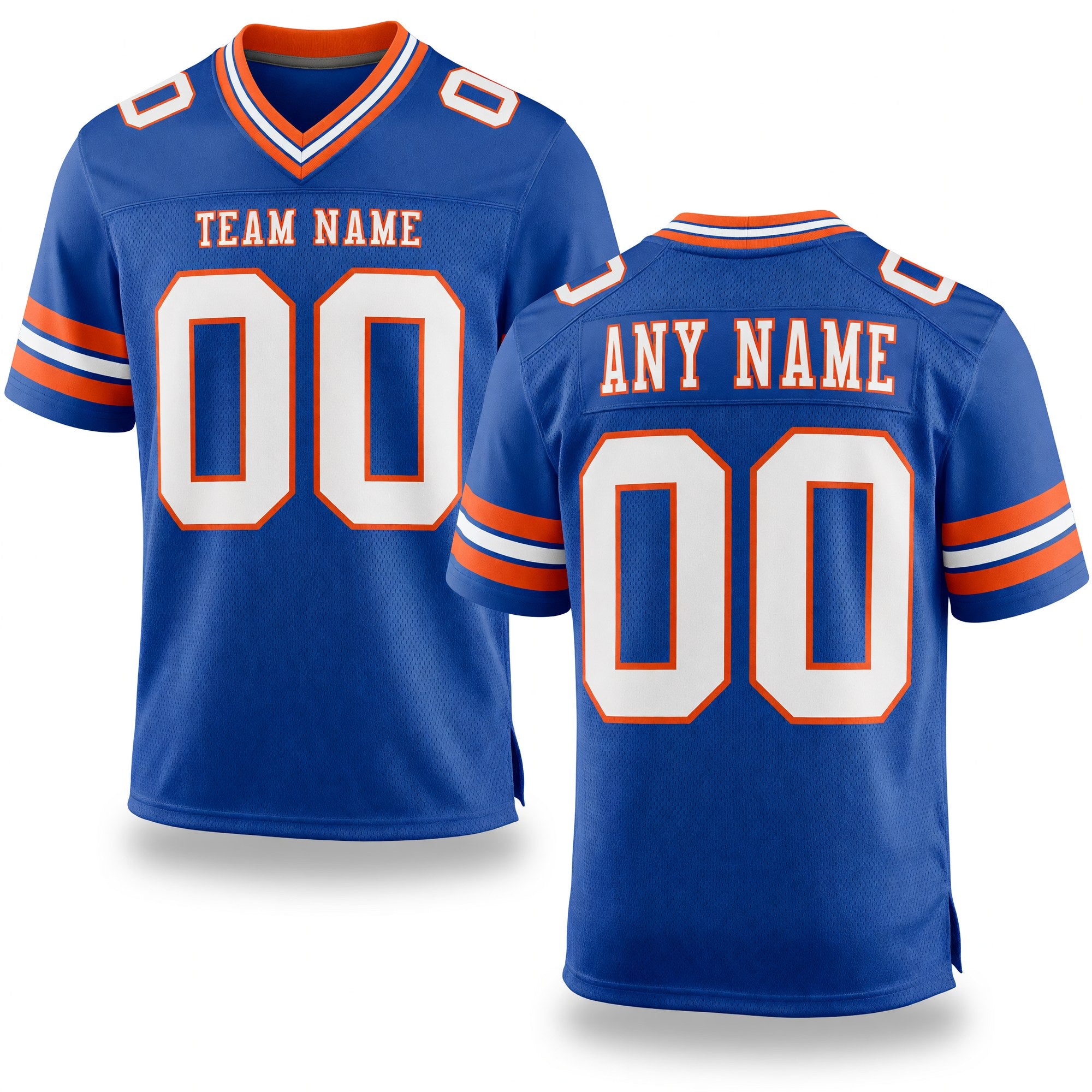 Custom Royal White-Orange Authentic Football Jersey