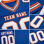 Custom Royal White-Orange Authentic Football Jersey detail