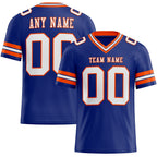 Custom Royal White-Orange Authentic Football Jersey photo 1