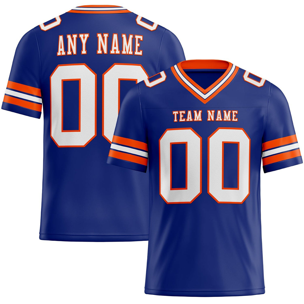 Custom Royal White-Orange Authentic Football Jersey photo 1