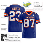 Custom Royal White-Orange Authentic Football Jersey photo 2