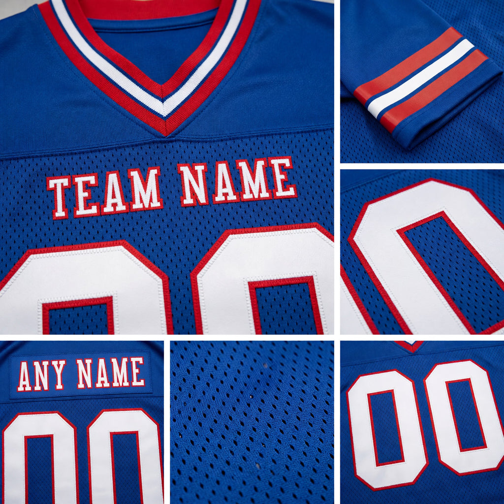 Custom Royal White-Red Authentic Football Jersey detail
