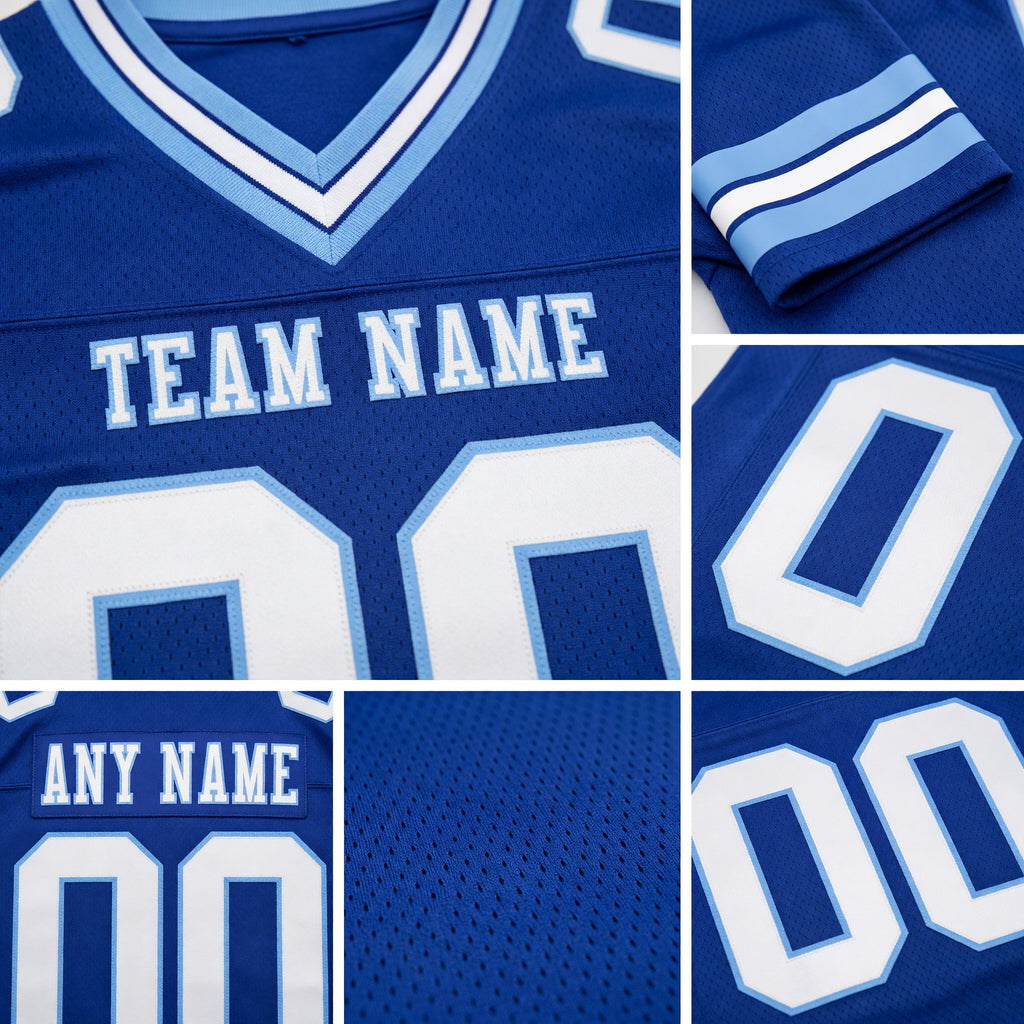 Custom Royal White-Light Blue Authentic Football Jersey detail