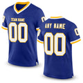 Custom Royal White-Gold Mesh Authentic Throwback Football Jersey