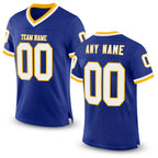 Custom Royal White-Gold Mesh Authentic Throwback Football Jersey