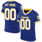 Custom Royal White-Gold Mesh Authentic Throwback Football Jersey photo 1