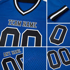Custom Royal Black-White Mesh Authentic Throwback Football Jersey detail