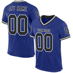 Custom Royal Black-White Mesh Authentic Throwback Football Jersey photo 1