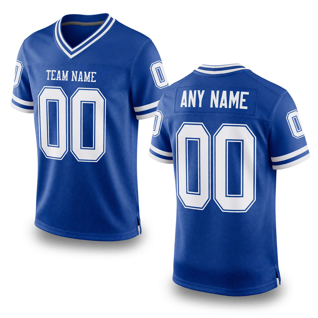 Custom Royal White Mesh Authentic Throwback Football Jersey