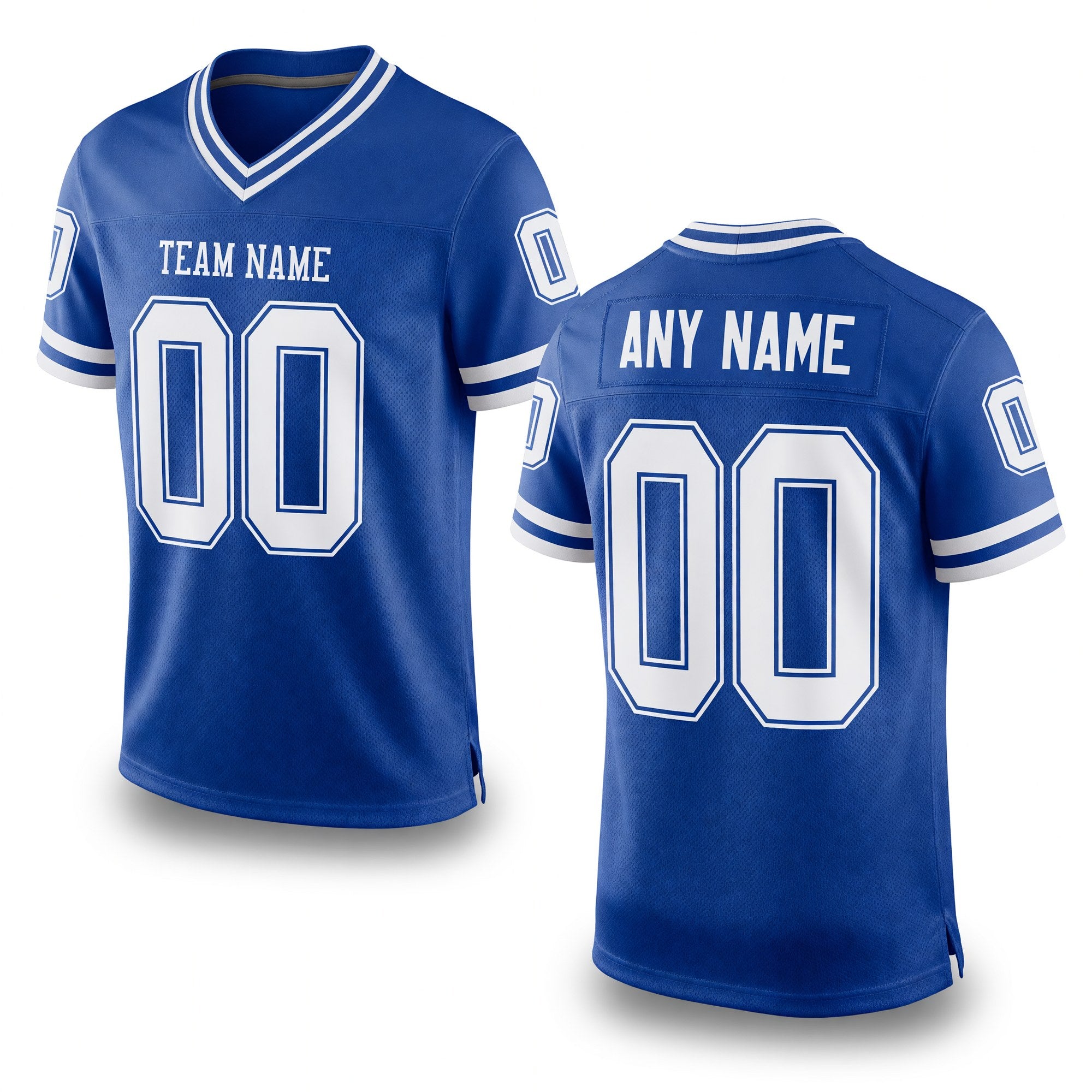 Custom Royal White Mesh Authentic Throwback Football Jersey