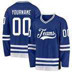 Custom Royal White Hockey Jersey photo 1