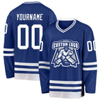 Custom Royal White Hockey Jersey photo 2