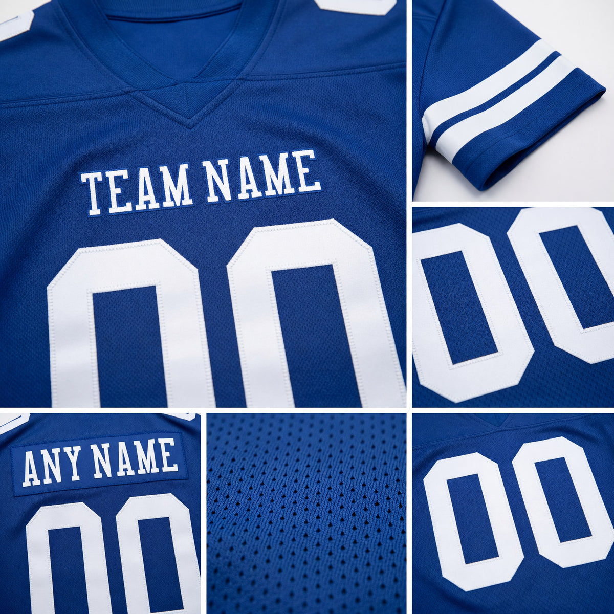 Custom Royal White Authentic Football Jersey detail