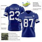 Custom Royal White Authentic Football Jersey photo 3