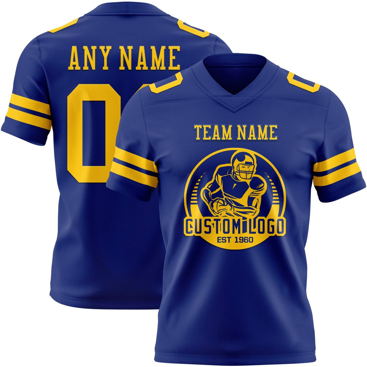 Custom Royal Yellow Authentic Football Jersey photo 2