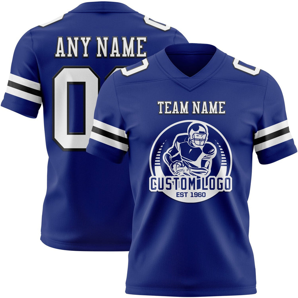 Custom Royal White-Black Authentic Football Jersey photo 2