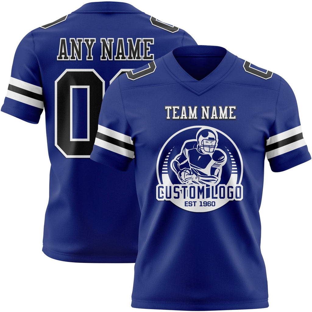 Custom Royal Black-White Authentic Football Jersey photo 2