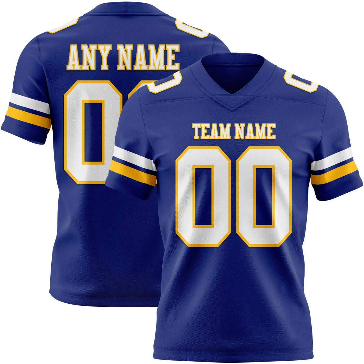 Custom Royal White-Gold Authentic Football Jersey photo 1