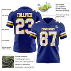 Custom Royal White-Gold Authentic Football Jersey photo 3
