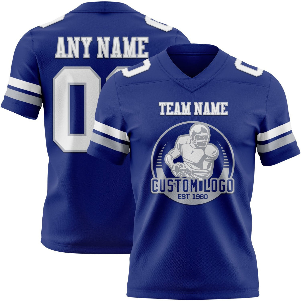 Custom Royal White-Gray Authentic Football Jersey photo 2