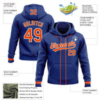 Custom Stitched Royal Orange-White Baseball Pullover Sweatshirt Hoodie photo 2