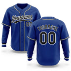 Custom Stitched Royal Black-White Baseball Pullover Sweatshirt Hoodie
