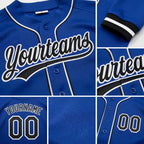 Custom Stitched Royal Black-White Baseball Pullover Sweatshirt Hoodie detail