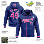 Custom Stitched Royal Pink-White Baseball Pullover Sweatshirt Hoodie photo 2