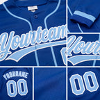 Custom Stitched Royal Light Blue-White Baseball Pullover Sweatshirt Hoodie detail
